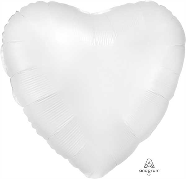 Anagram Folienballon Herz Satin Weiß (White) 45cm/18"