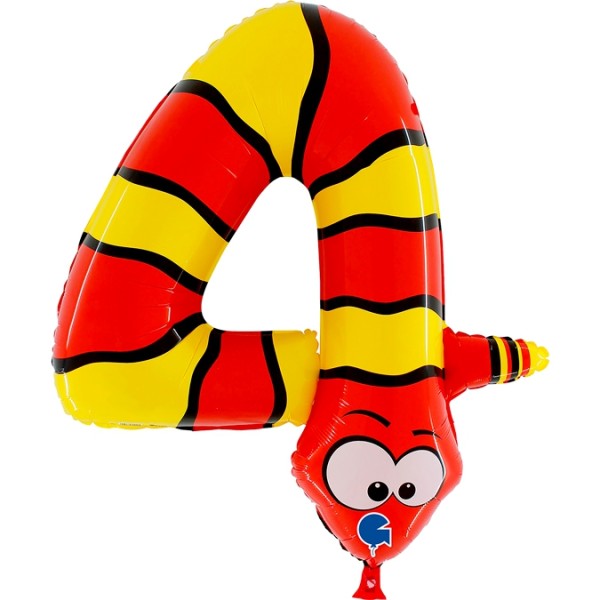 Grabo Folienballon Zahl 4 Animaloon Schlange 100cm/40"