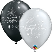 Qualatex Latexballon Congratulations Elegant Silver & Onyx Black 28cm/11" 25 Stück  Qualatex Latexballon Congratulations Elegant Silver & Onyx Black 28cm/11" 25 Stück