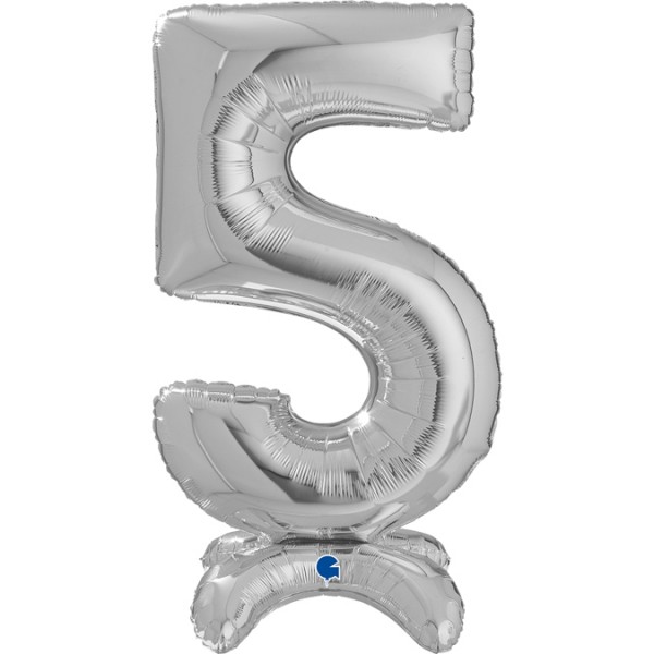 Grabo Folienballon Zahl 5 Silver standups 65cm/25"