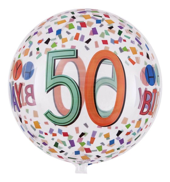 Anagram Bubble Ballon 50er Geburtstag durchsichtig 40cm/16"